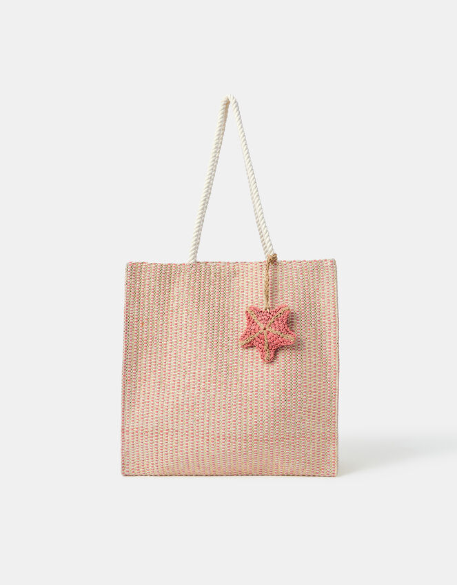 Metallic Woven Starfish Shopper Bag, , large