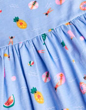 Kids Funshine Print Jersey Dress, Blue (BLUE), large