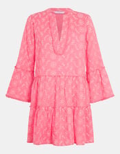 Broderie Flute Sleeve Mini Dress, Pink (PINK), large