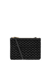 Kristina Woven Leather Cross-Body Bag, Black (BLACK), large