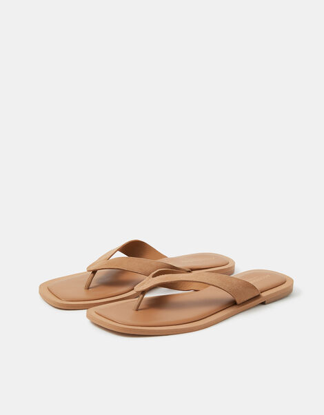 Suede Flip Flop Sandals, Tan (TAN), large
