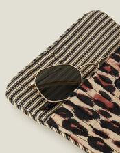 Quilted Leopard Print Soft Sunglasses Case, , large