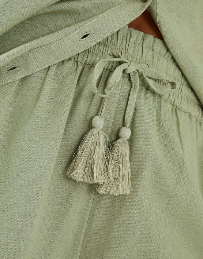 High Waist Beach Shorts, Green (KHAKI), large