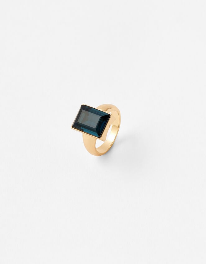 Rectangle Stone Ring, Blue (BLUE), large