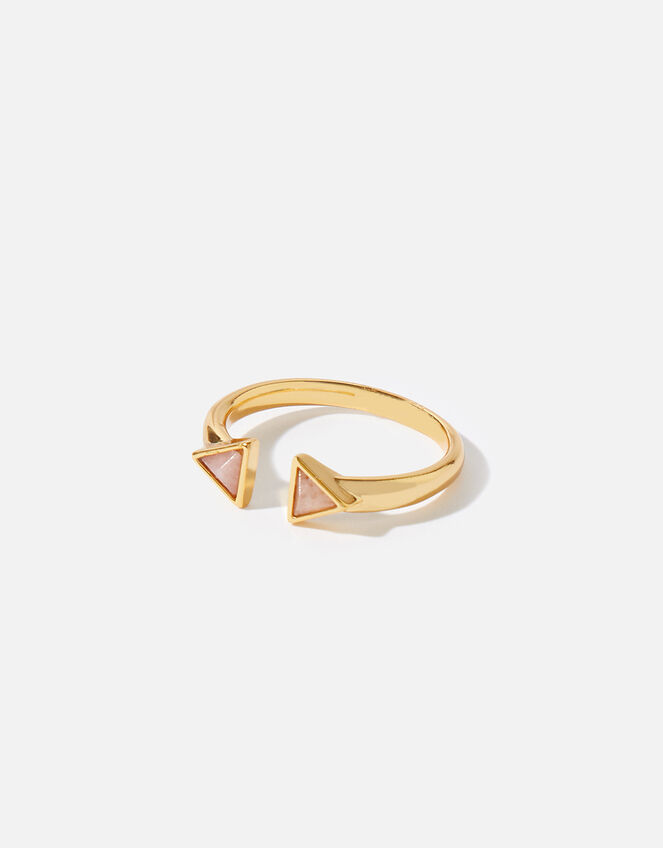 Healing Stones Rose Quartz Pyramid Ring, Gold (GOLD), large