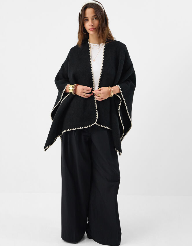 Whipstitch Knit Poncho , , large