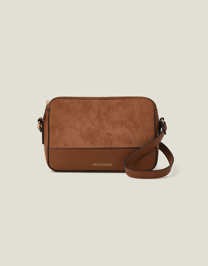 Suedette Classic Cross-Body Bag, Tan (TAN), large