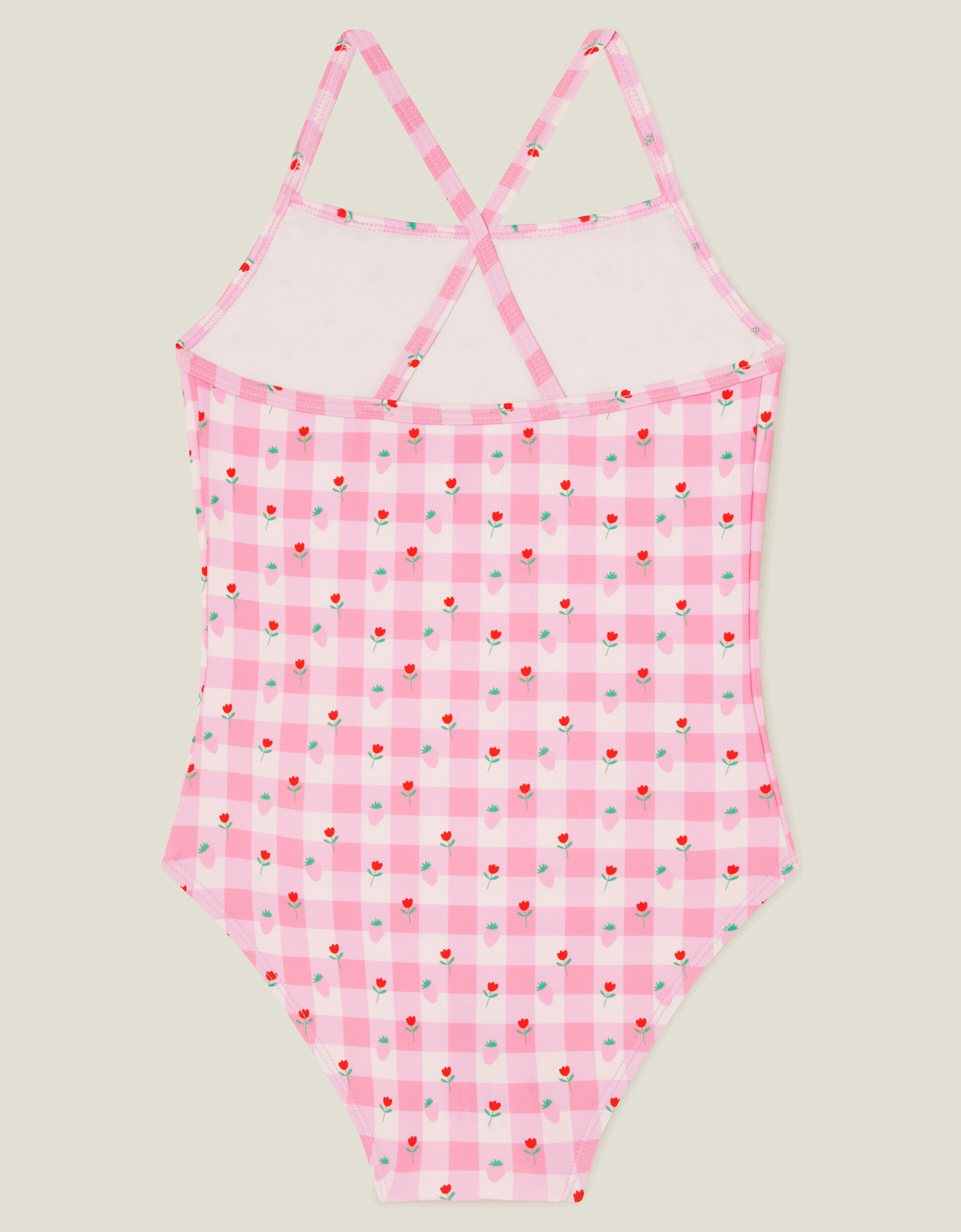 Girls Strawberry Print Swimsuit Pink