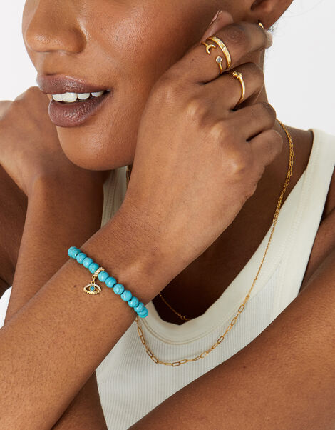 14ct Gold-Plated Turquoise Power Stone Bracelet, , large