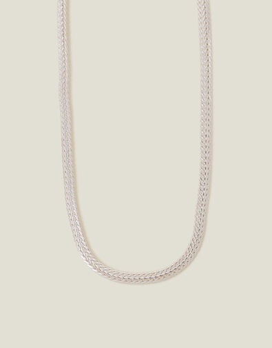 Sterling Silver-Plated Chunky Weave Chain Necklace, , large
