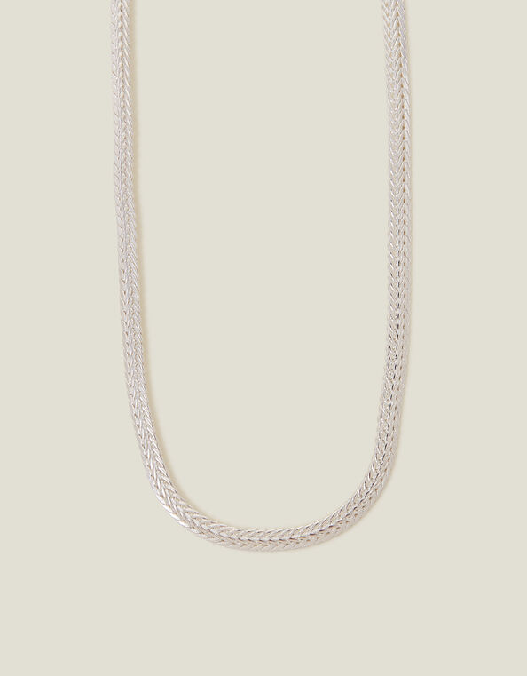 Sterling Silver-Plated Chunky Weave Chain Necklace, , large