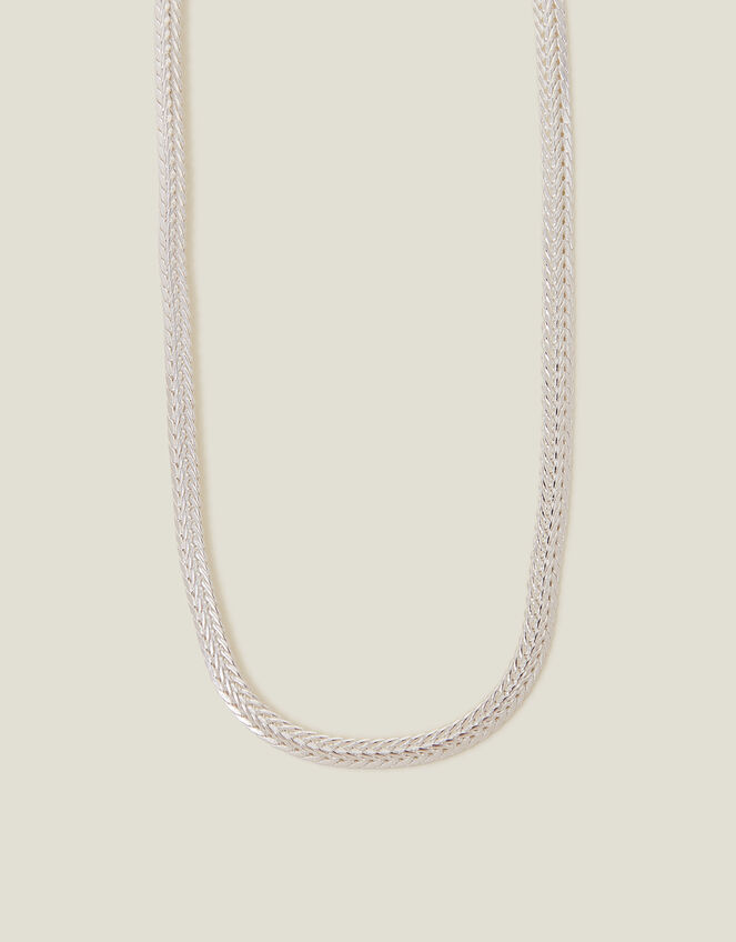 Sterling Silver-Plated Chunky Weave Chain Necklace, , large