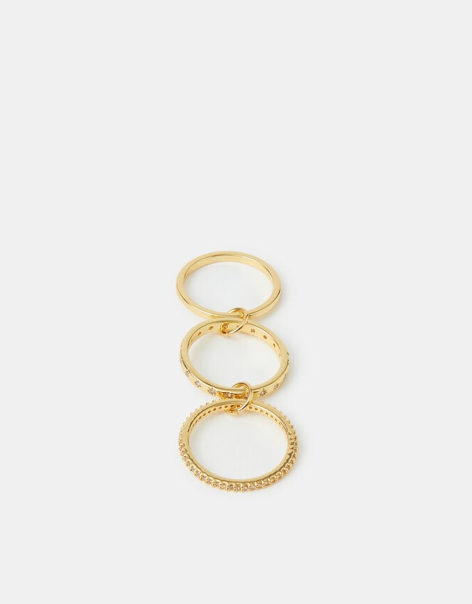 14ct Gold-Plated Star Linked Stacking Ring, Gold (GOLD), large
