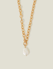 T-Bar Pearl Chain Necklace, , large