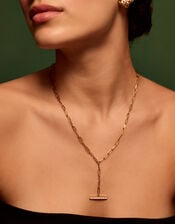 Stainless Steel T-Bar Lariat Necklace, , large