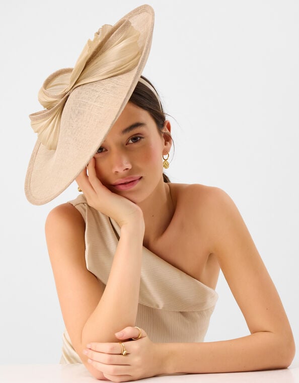 Bow Disc Fascinator, Natural (CHAMPAGNE), large