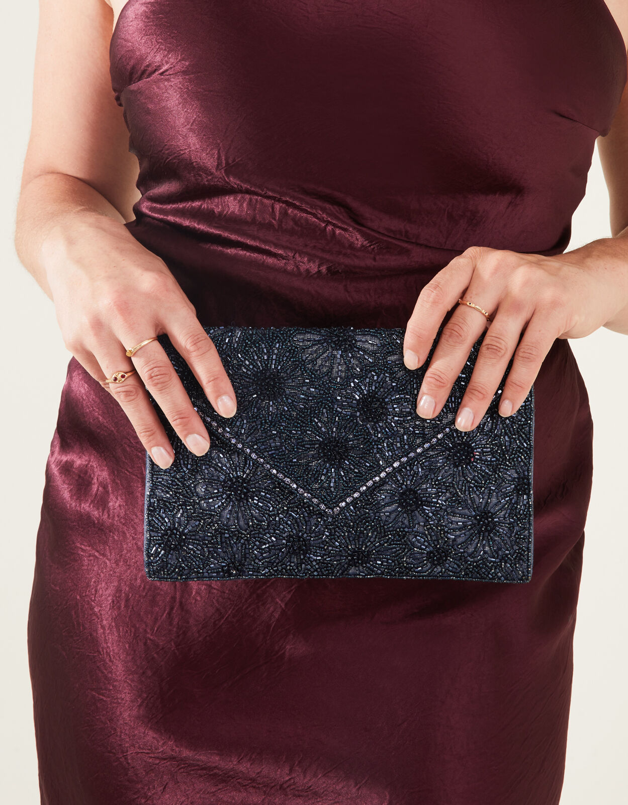 Large navy clutch bag on sale