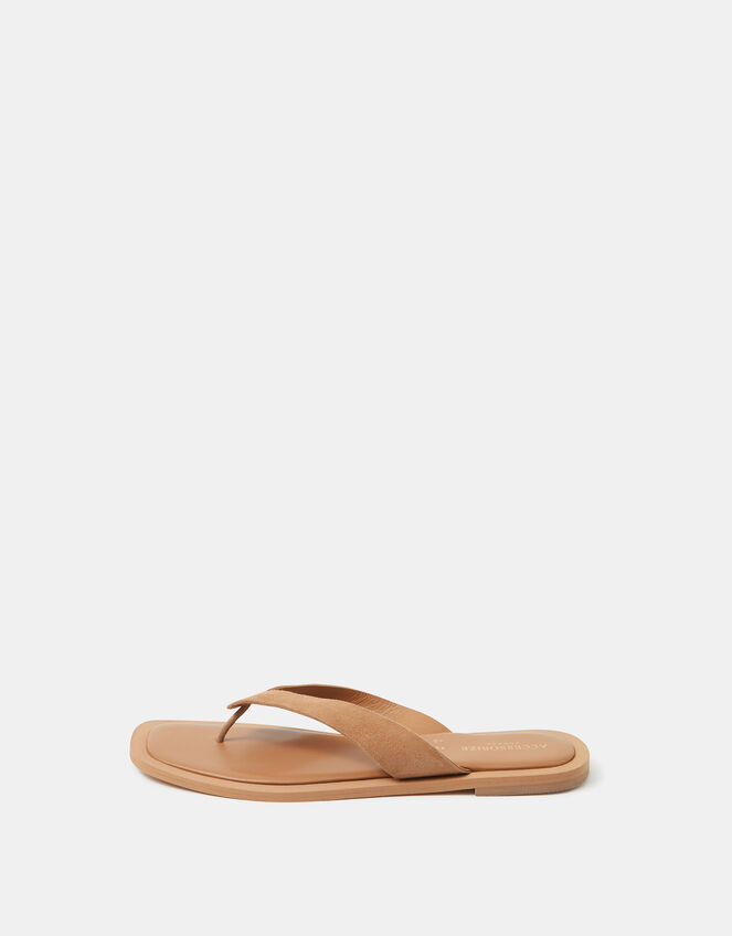 Suede Flip Flop Sandals, Tan (TAN), large