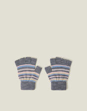 Stripe Fingerless Gloves, Grey (GREY), large