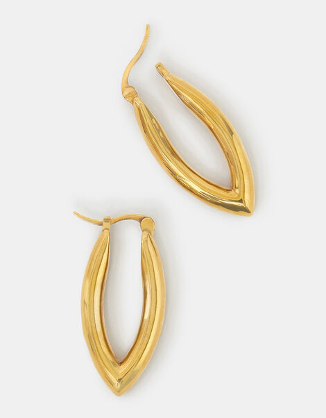 14ct Gold-Plated V-Shaped Hoop Earrings, , large