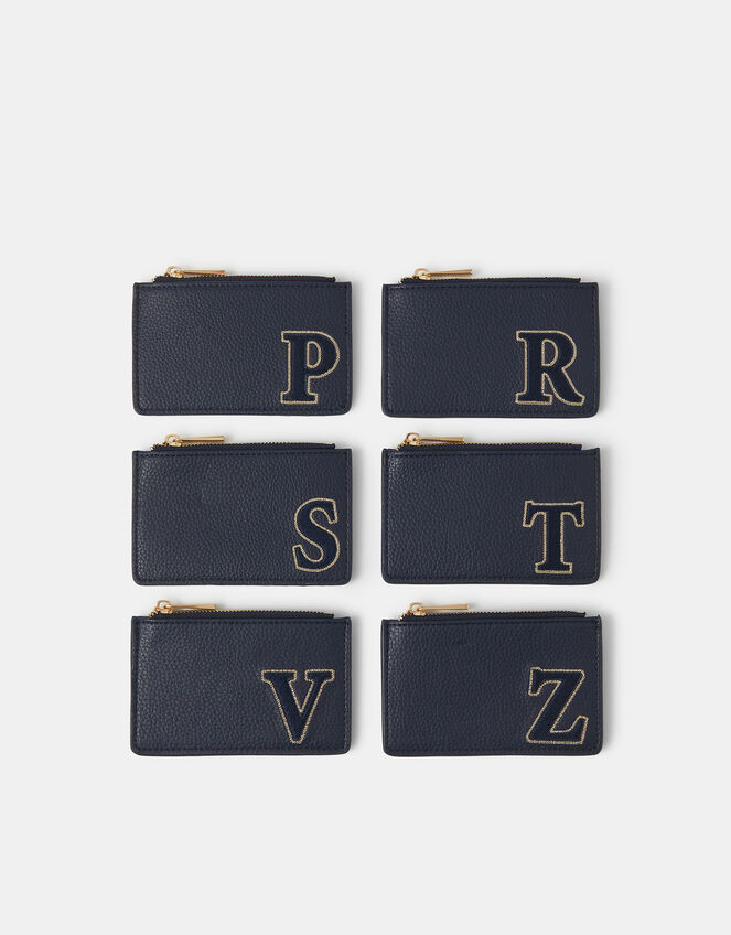 Initial Card Holder, Blue (NAVY), large