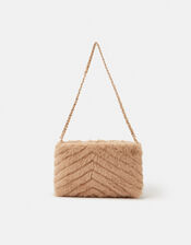Faux Fur Chain Strap Shoulder Bag, , large