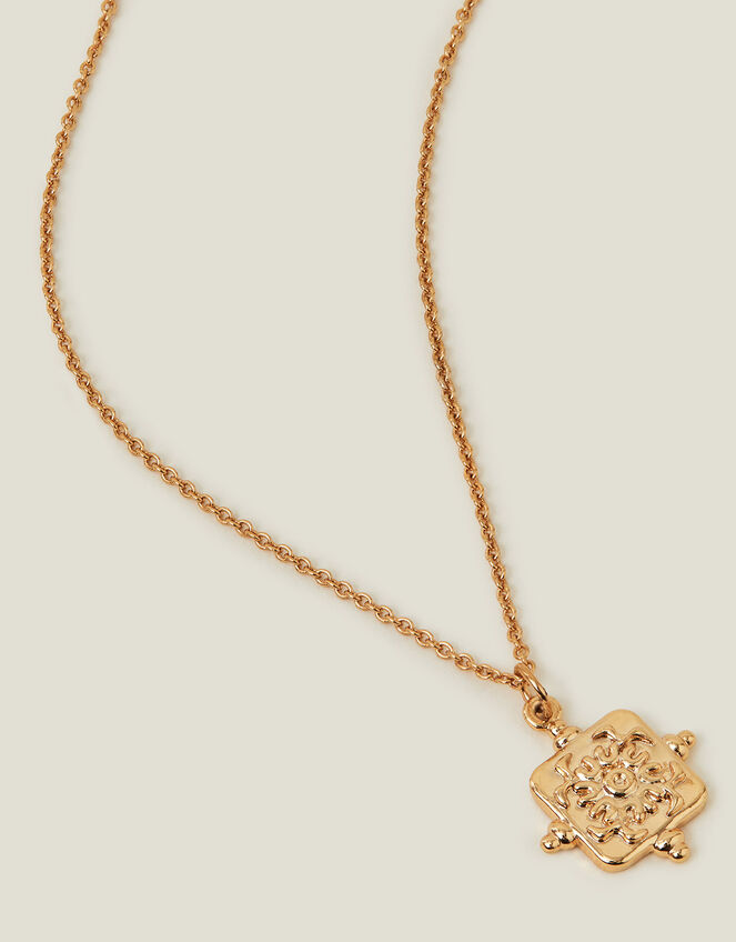 14ct Gold-Plated Square Pendant Necklace, , large