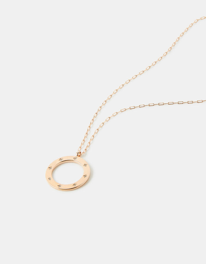 Gold-Plated Sparkle Star Circle Necklace, , large