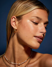 14ct Gold-Plated Chunky Molten Hoop Earrings, , large