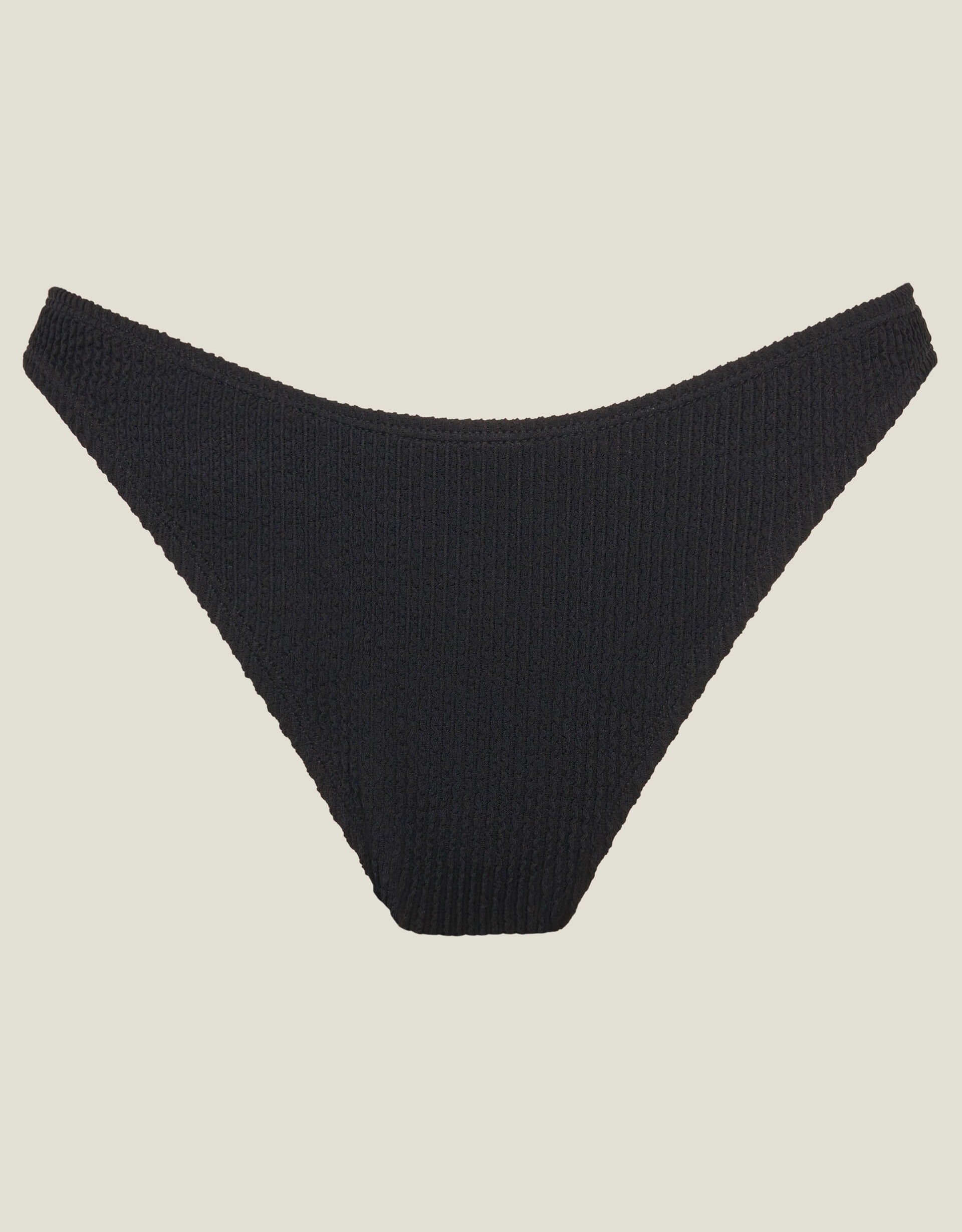Plain Seersucker Bikini Bottom Black