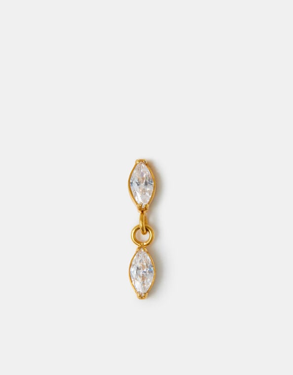 14ct Gold-Plated Titanium Marquise Drop Flatback Stud, , large