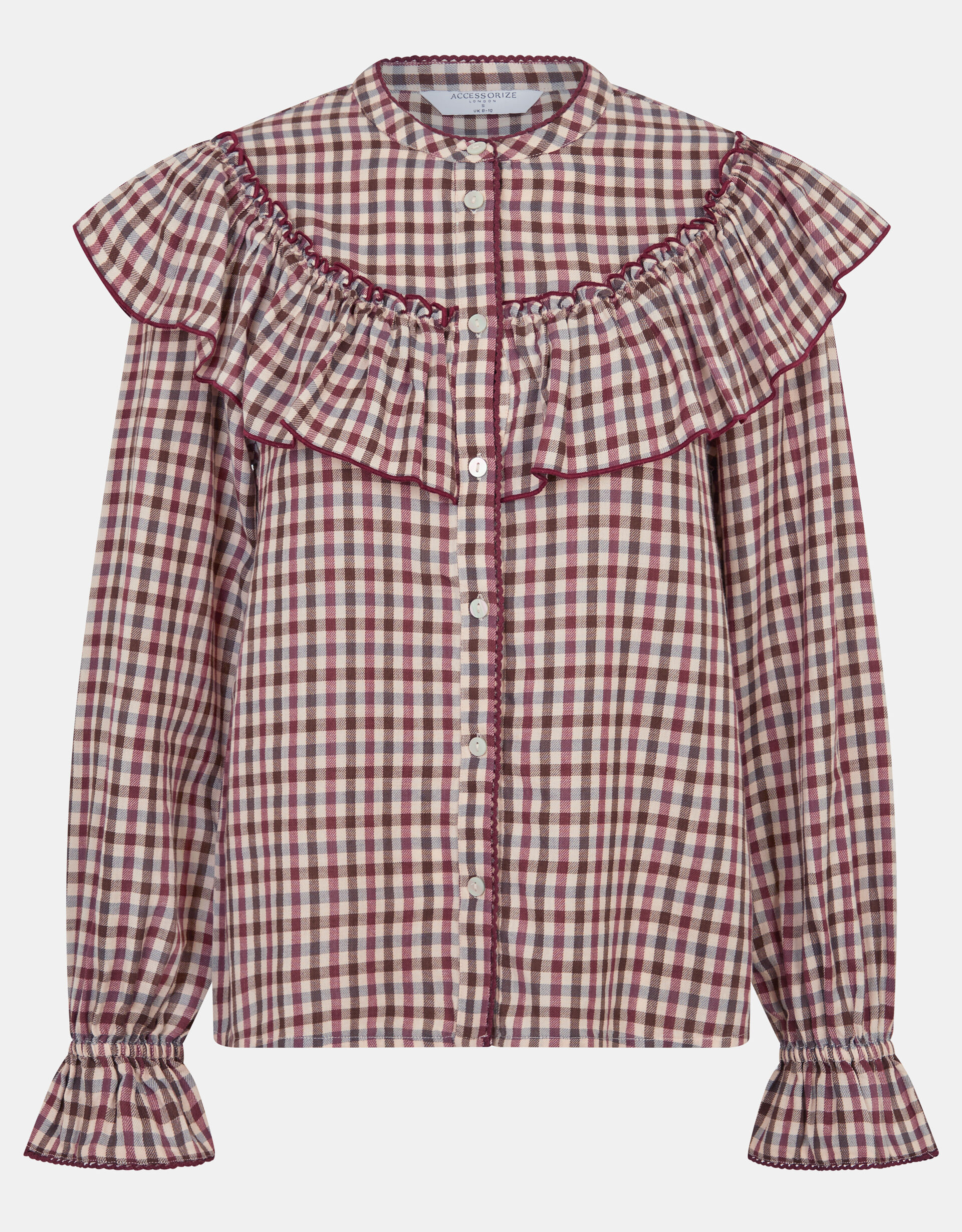 Ruffle Check Blouse, Multi (MULTI), large