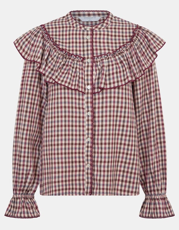 Ruffle Check Blouse, Multi (MULTI), large