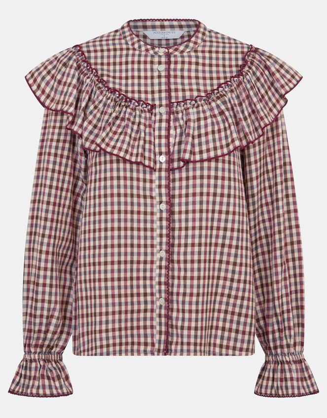 Ruffle Check Blouse, Multi (MULTI), large