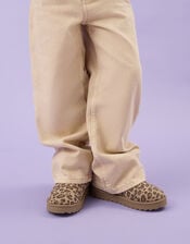 Girls Suedette Leopard Print Boots, Leopard (LEOPARD), large