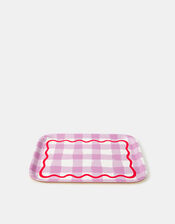 Talking Tables Gingham Wooden Serving Tray Pink, , large