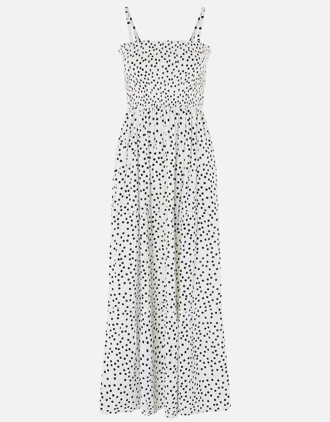Spotty Maxi Bandeau Dress in Organic Cotton , Black (BLACK WHITE), large