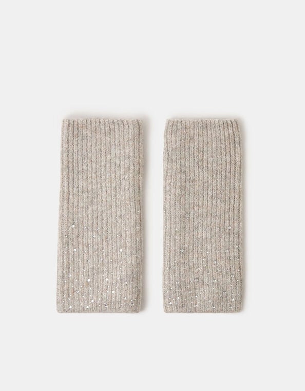 Rhinestone Knitted Wrist Warmers, , large