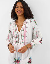 Floral Embroidered Maxi Dress, Ivory (IVORY), large