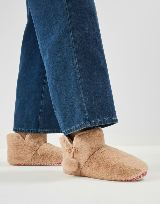 Fluffy Braided Slipper Boots, Natural (NATURAL), large