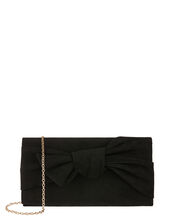 Suedette Bow Clutch Bag, , large