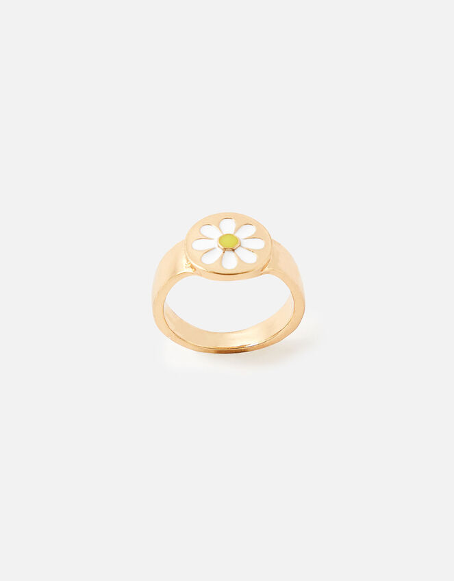 Enamel Daisy Ring, White (WHITE), large