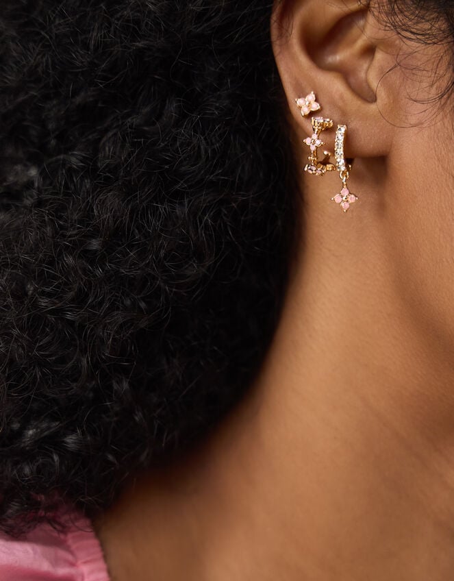 3-Pack Flower Stud & Hoop Earrings, , large