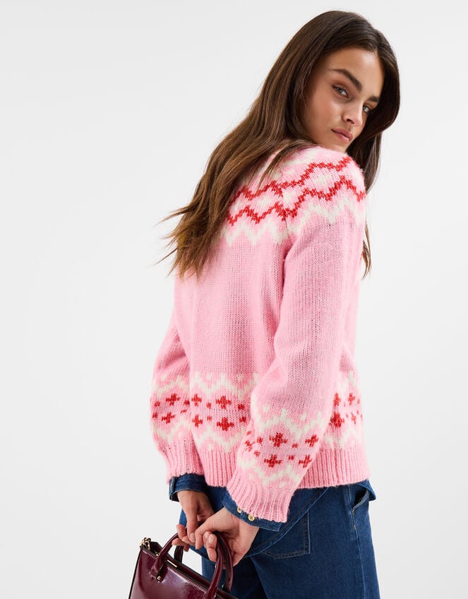 Oversized Fair Isle Jumper, Pink (PINK), large