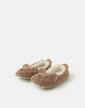 Fluffy Bear Slippers, Brown (BROWN), large