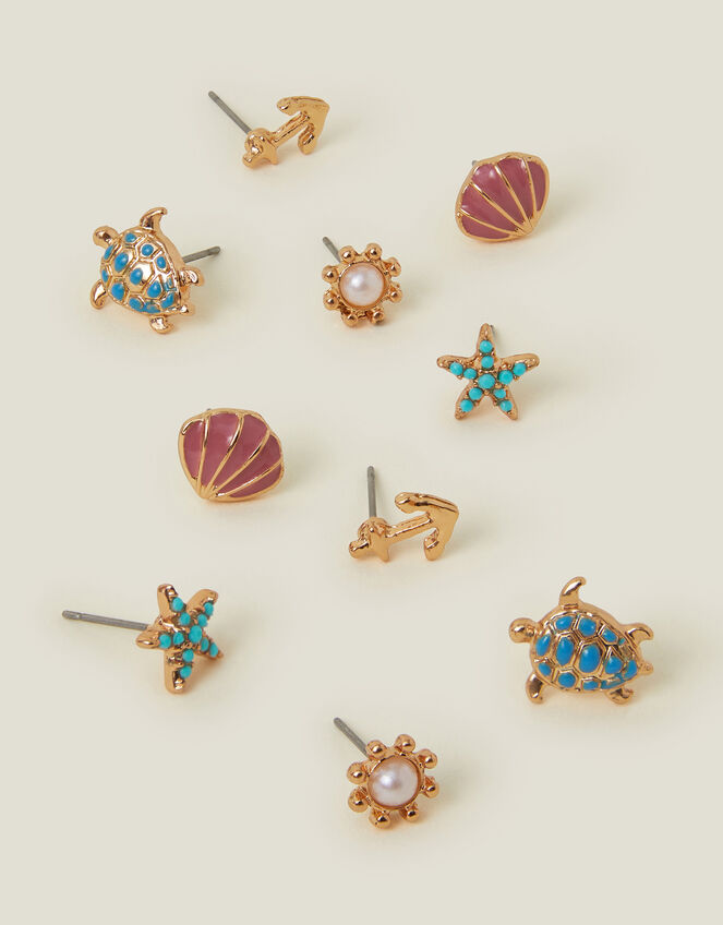 5-Pack Nautical Stud Earrings, , large