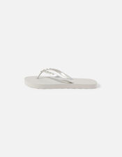 Embellished Flip Flops, Silver (SILVER), large