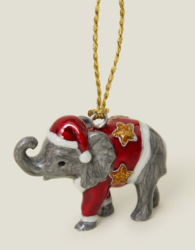 Elephant Santa Christmas Tree Decoration, , large