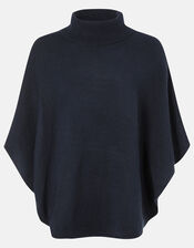 Cosy Knit Poncho, Blue (NAVY), large