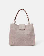 Braid Strap Woven Shoulder Bag, , large